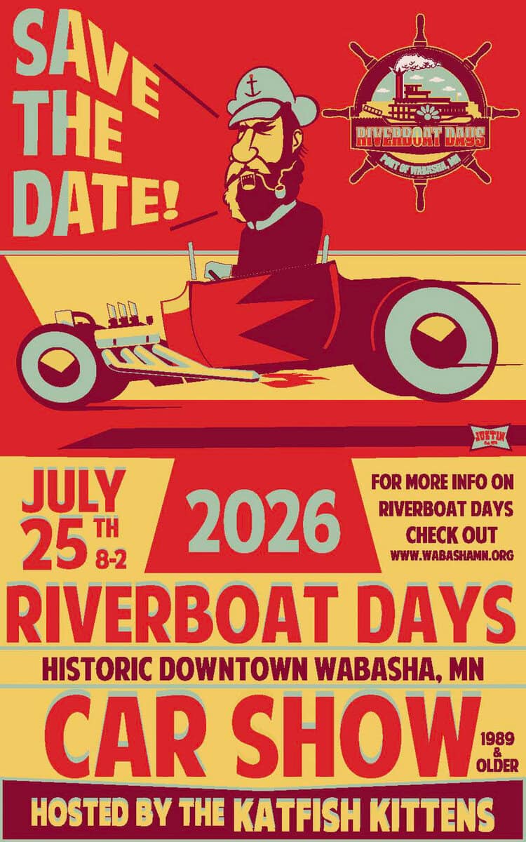 2026Riverboat Car Show Save The Date 2Up 01 19 2026 - Wabasha-Kellogg Chamber &Amp;Amp; Cvb