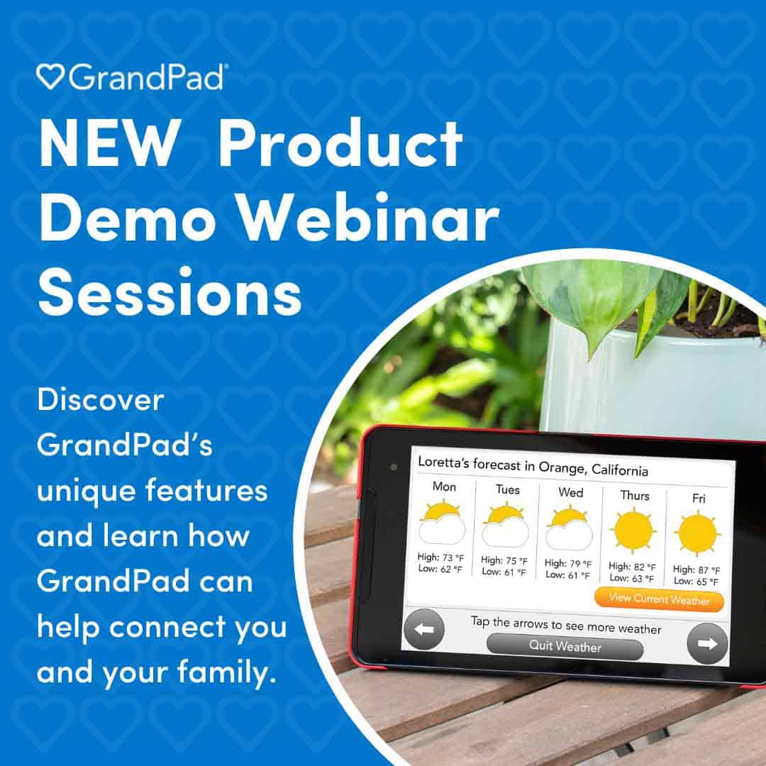 Ad for webinars with GrandPad