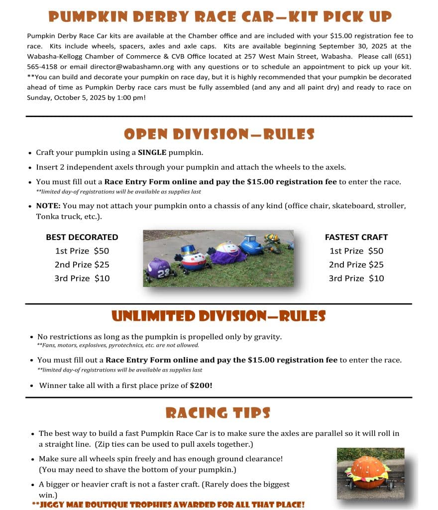 Pumpkin Derby 2025 Page 2 1 - Wabasha-Kellogg Chamber &Amp; Cvb