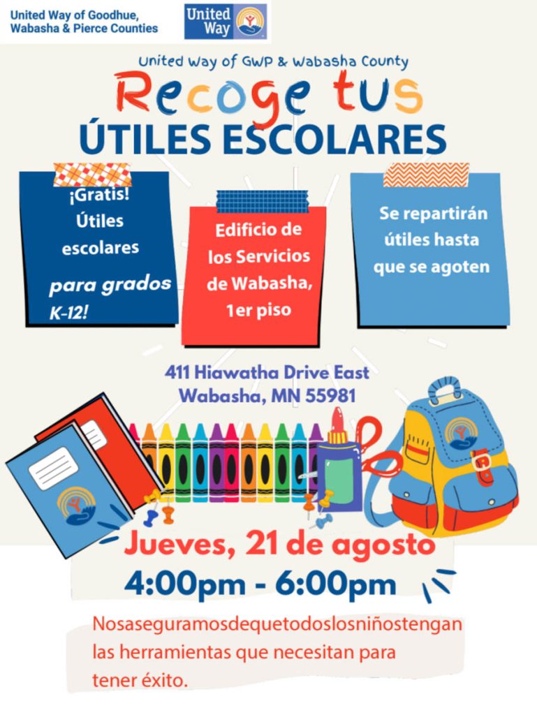 Uwgp School Supply Pick Up Event 2025 2026 Spanish - Wabasha-Kellogg Chamber &Amp; Cvb