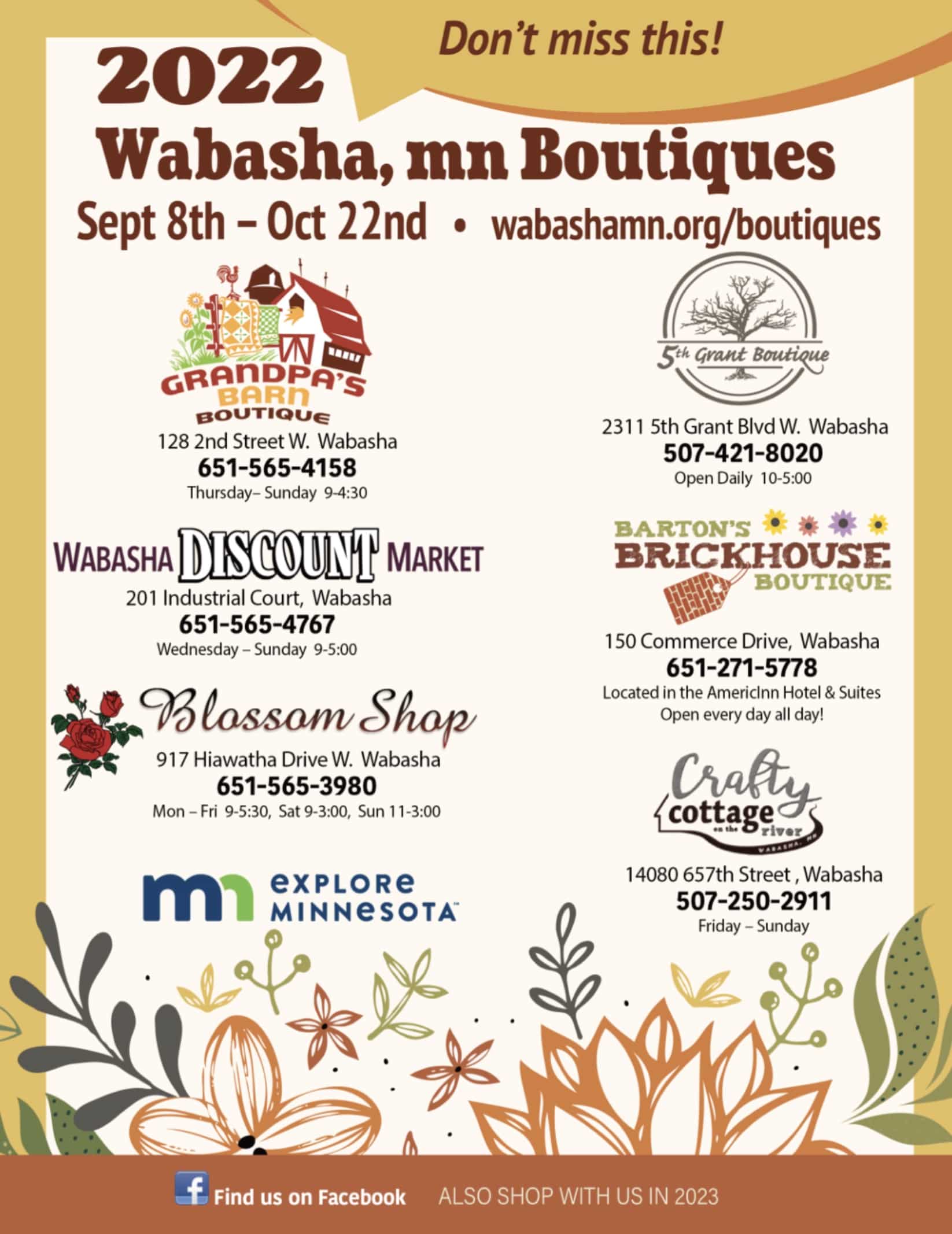 Wabasha Boutiques, Wabasha MN Shops, Spring & Fall Boutiques