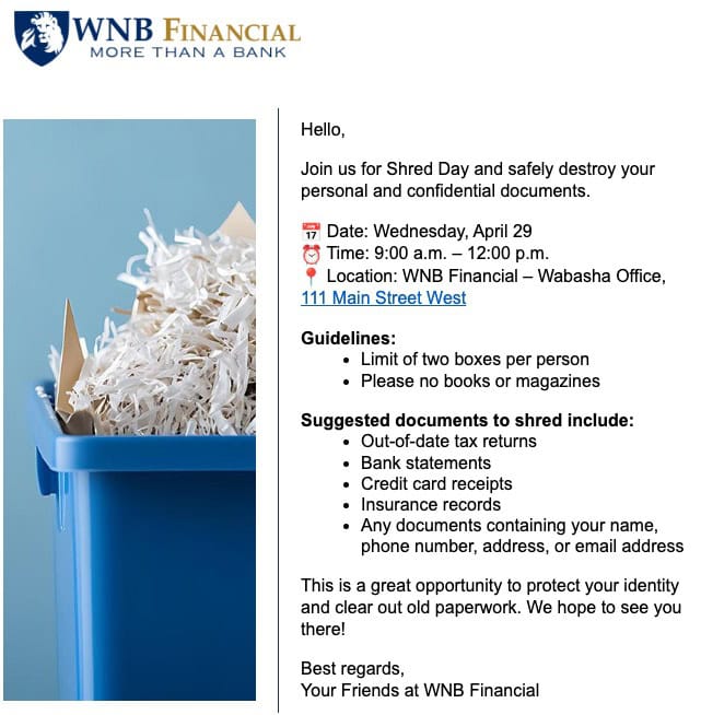 Shred - Wabasha-Kellogg Chamber &Amp;Amp; Cvb