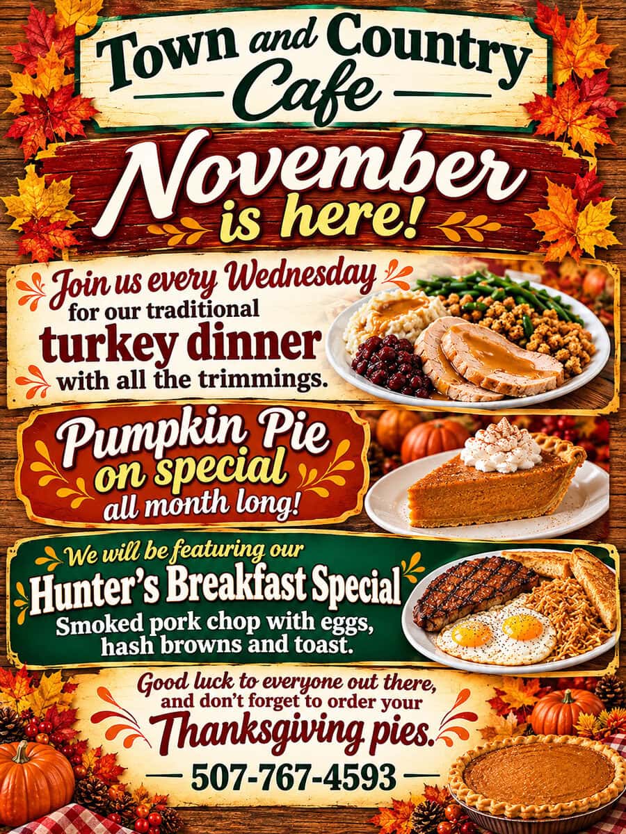 November Is Full Of Delicious Specials At Town And Country Cafe!